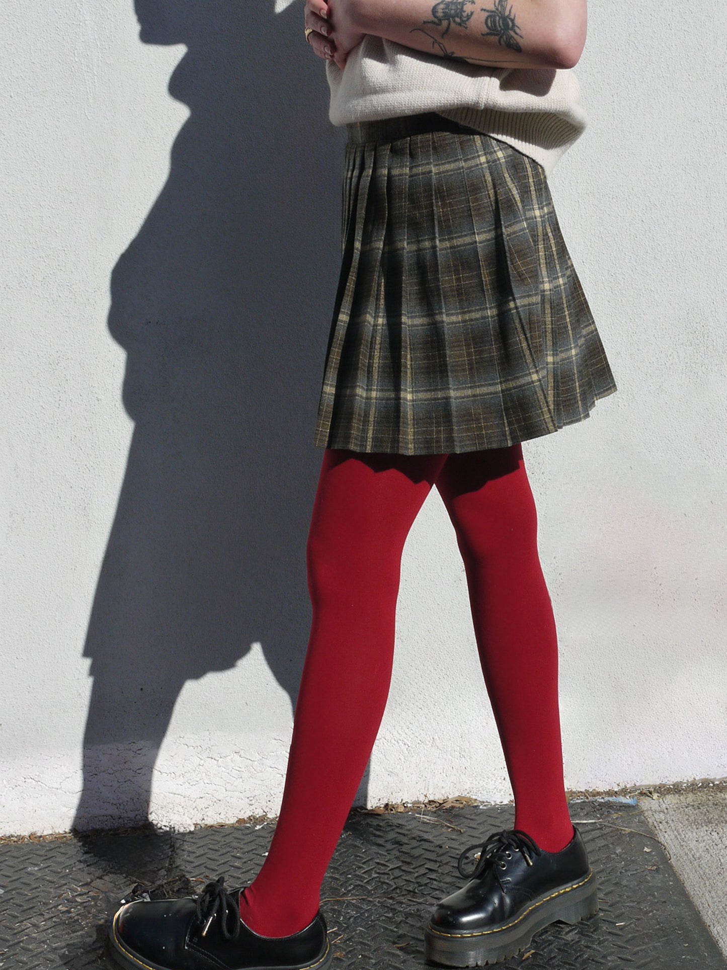 short plaid pleated skirt