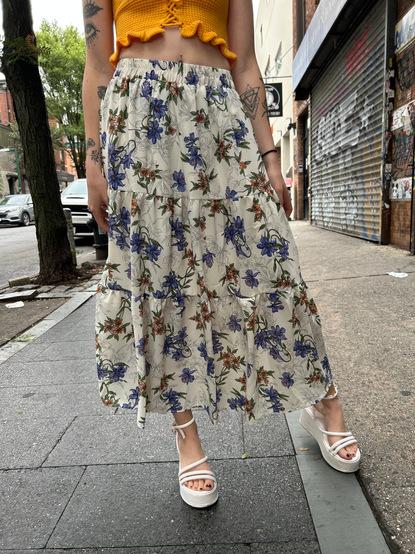 floral long skirt