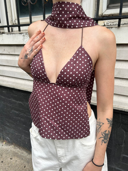 polka dot cami blouse w scarf
