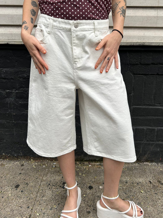 solid denim bermuda shorts