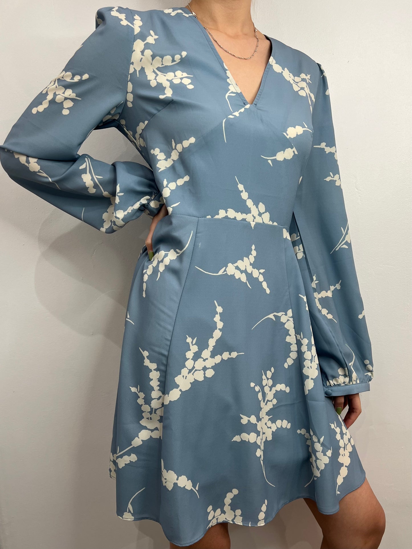 vneck printed short dress