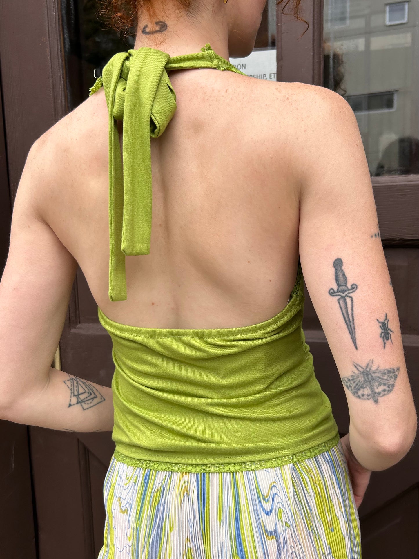 lace trim halter tank