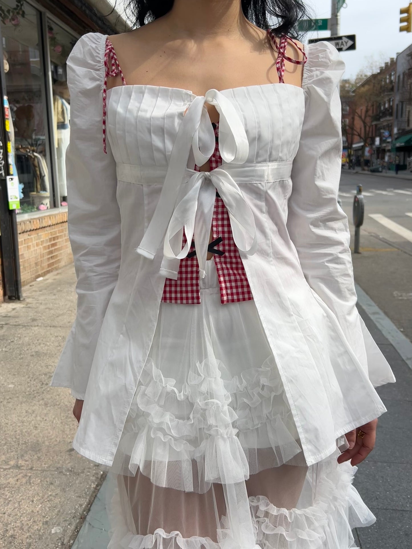 ruched detail l/s blouse