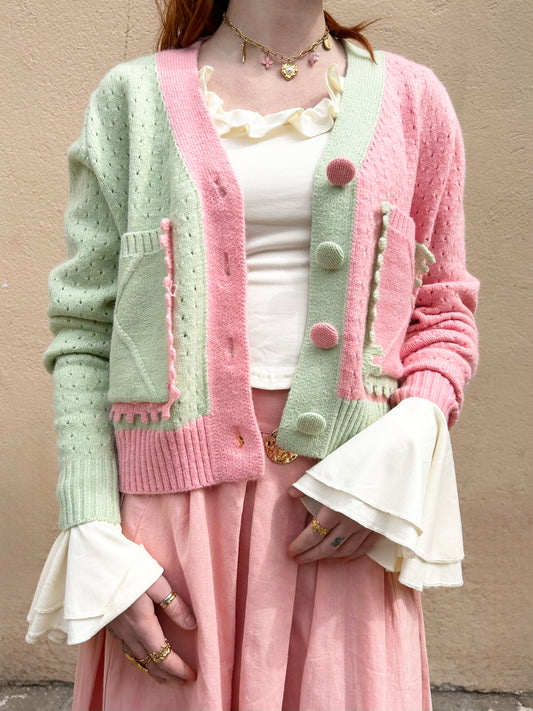 2 tone cardigan sweater