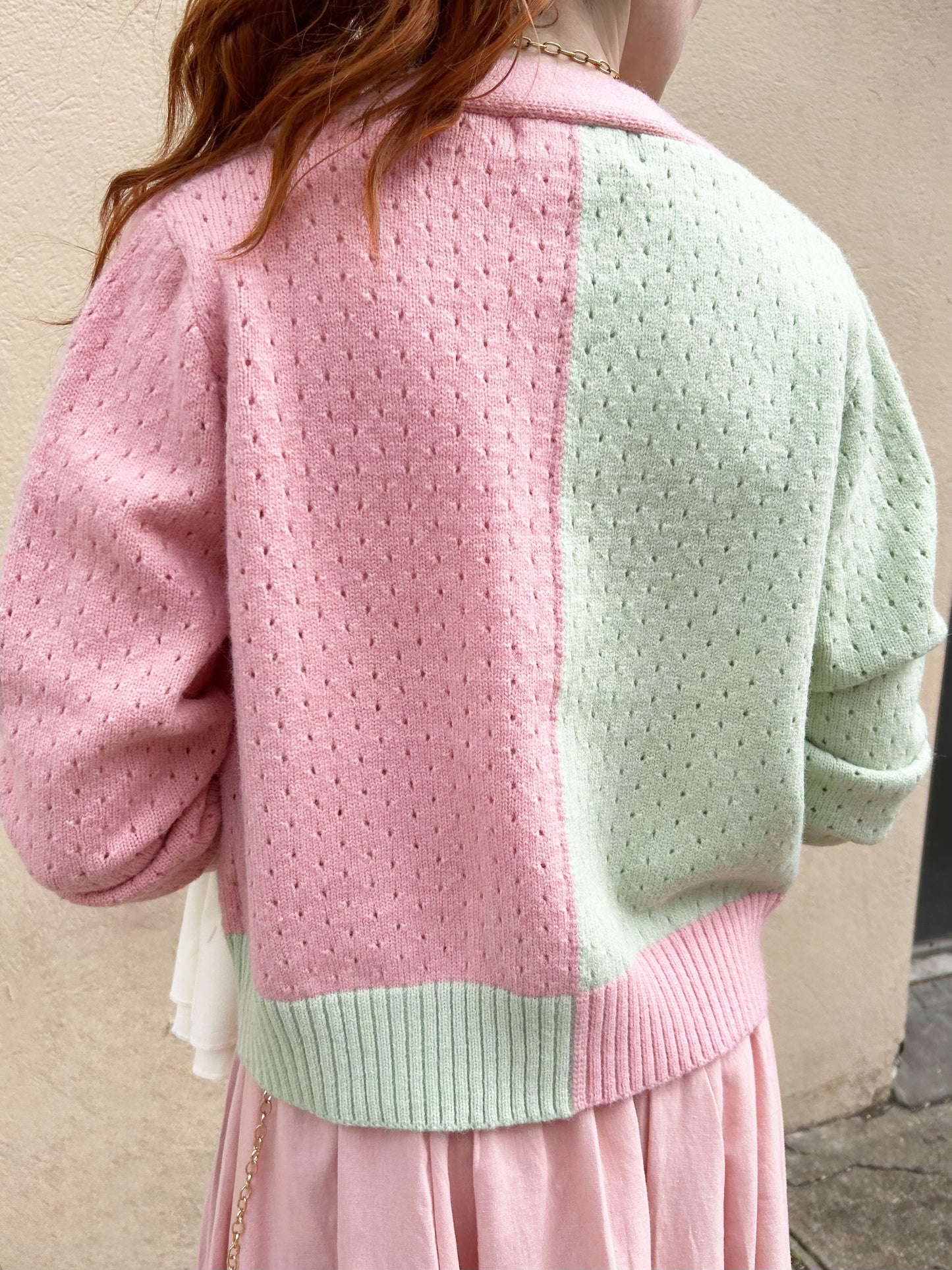 2 tone cardigan sweater