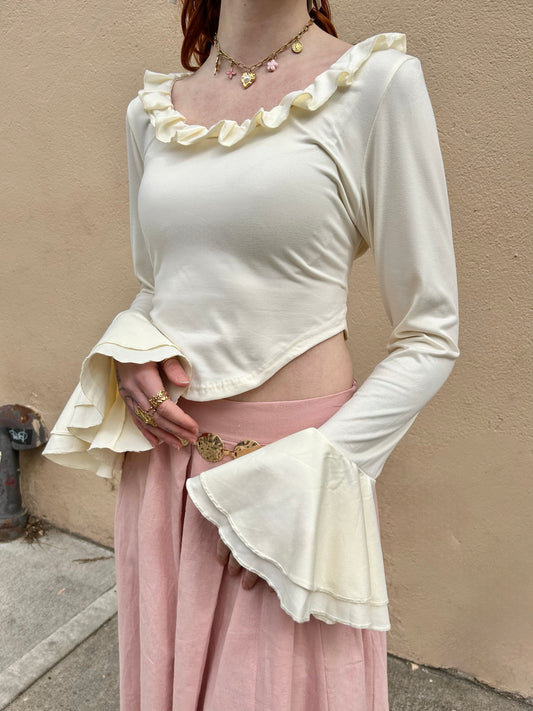 ruffle neck knit tee