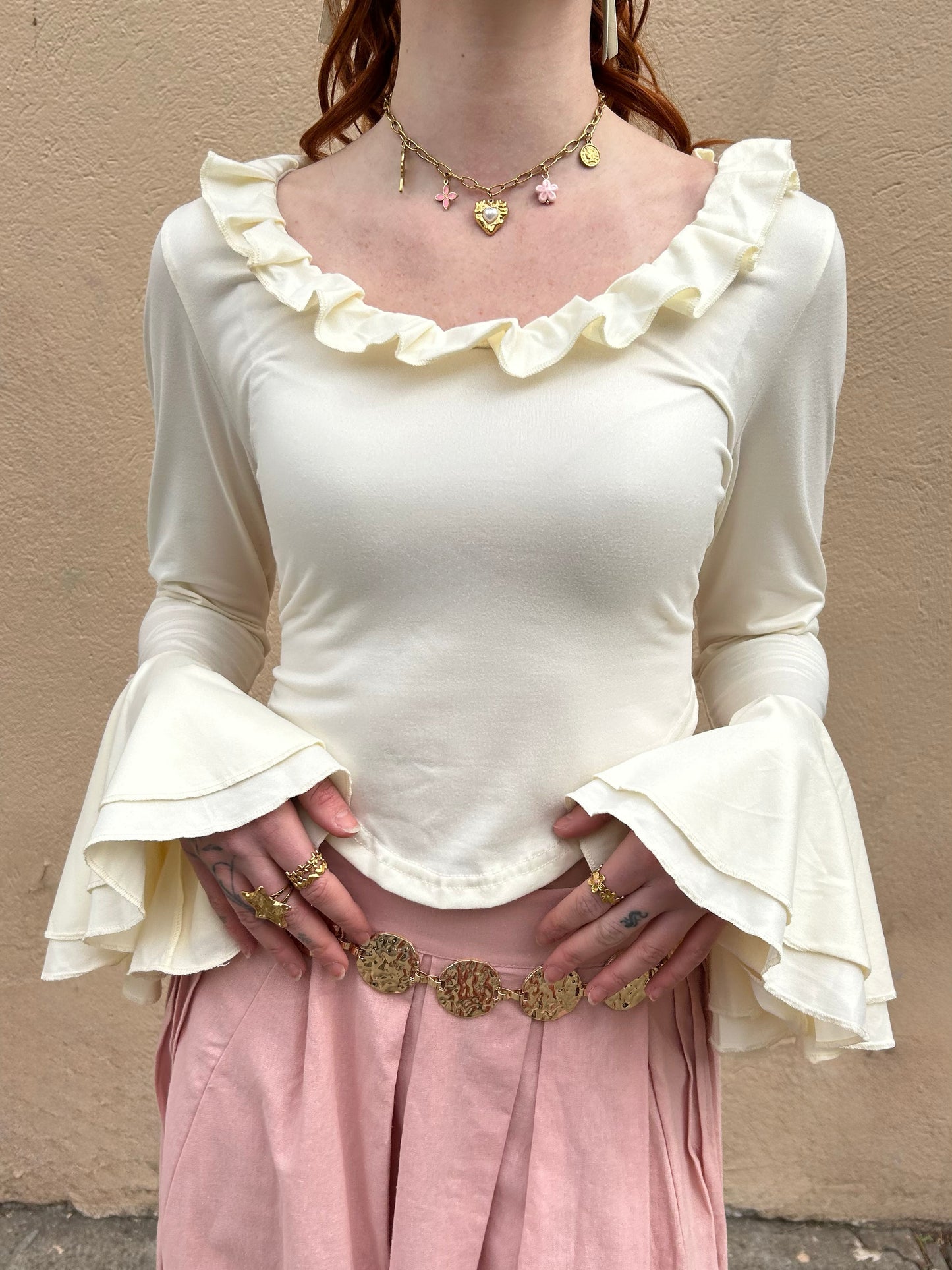 ruffle neck knit tee