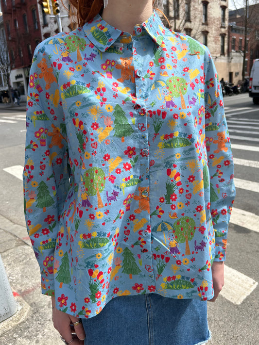 teddy bear printed blouse