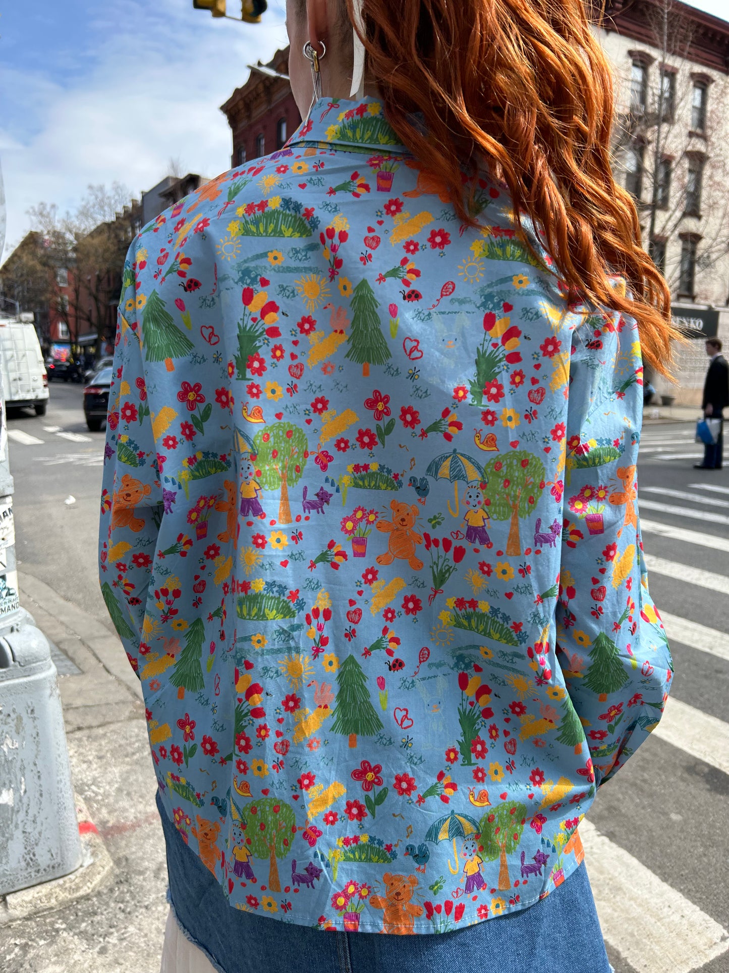 teddy bear printed blouse