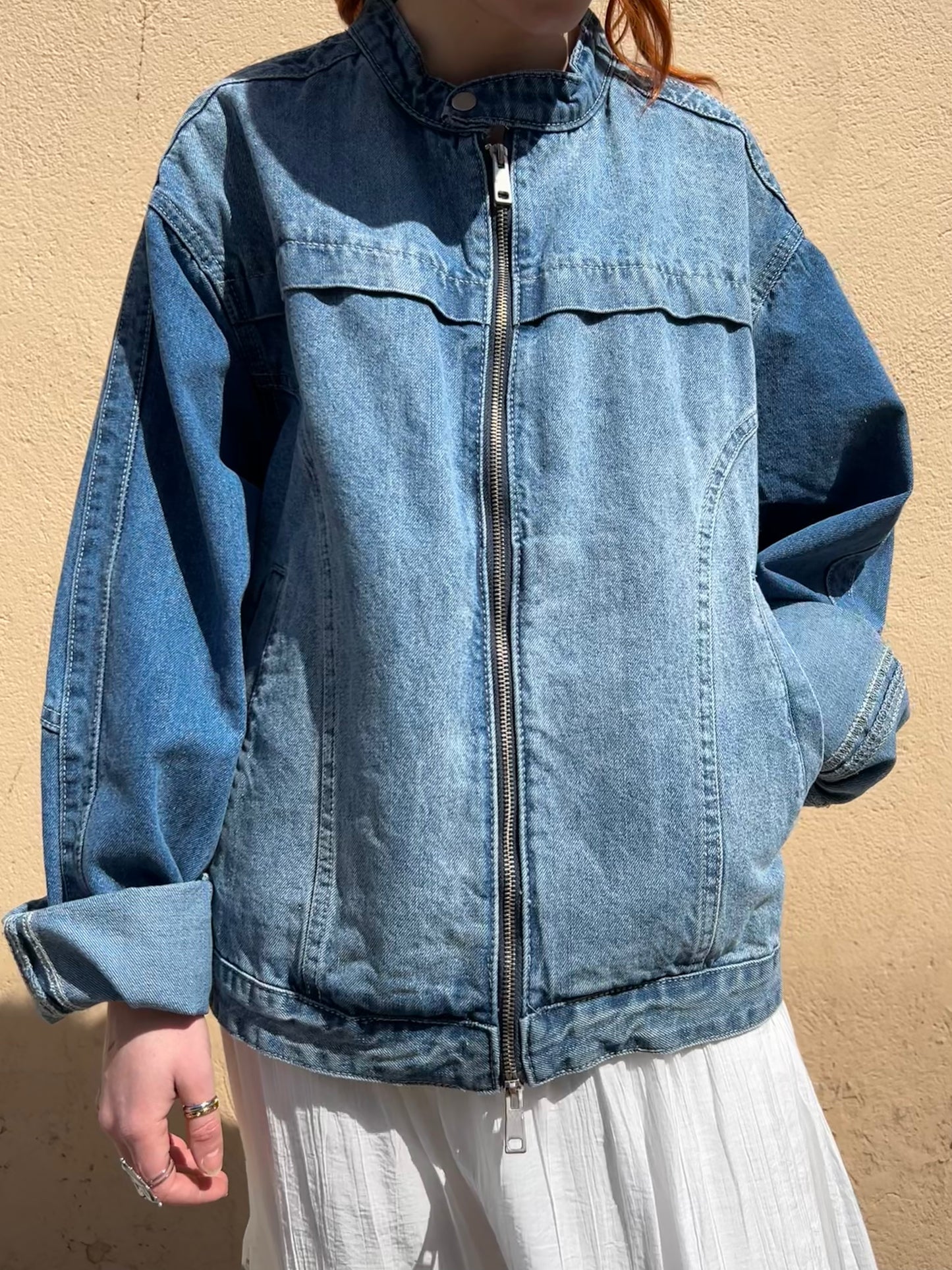 denim biker jacket