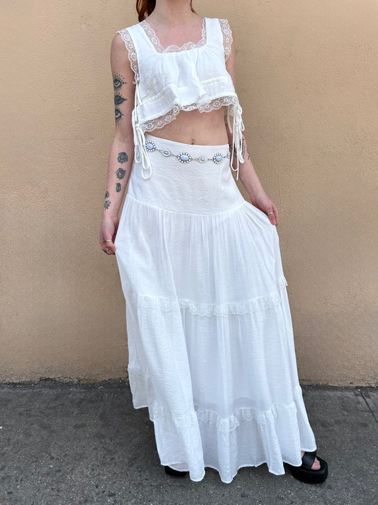 crop top w long skirt set
