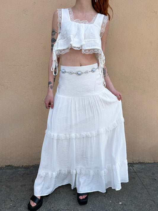 crop top w long skirt set