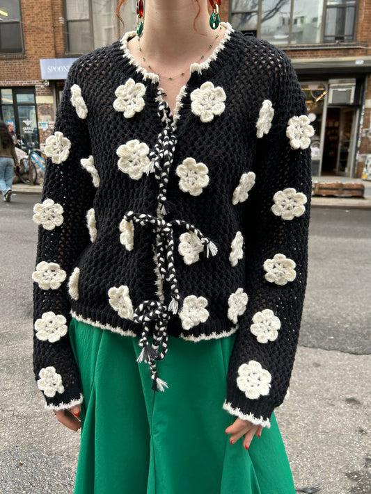 knitted floral cardigan