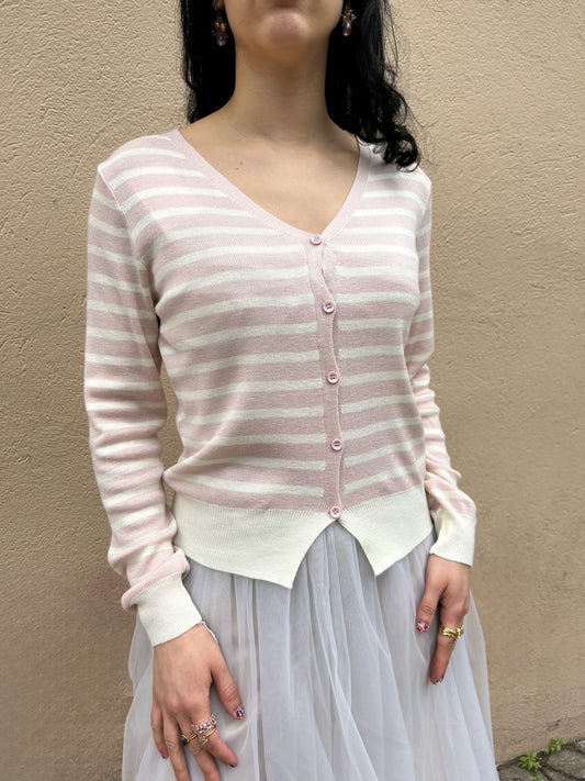 stripe button up cardigan