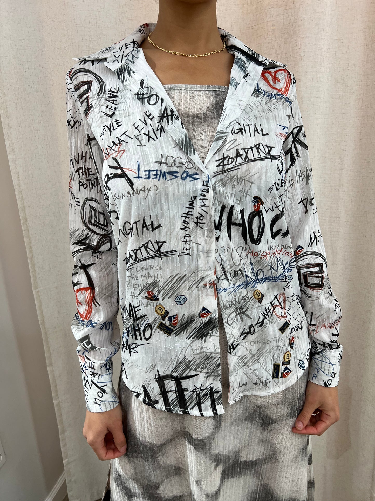 sketch print blouse