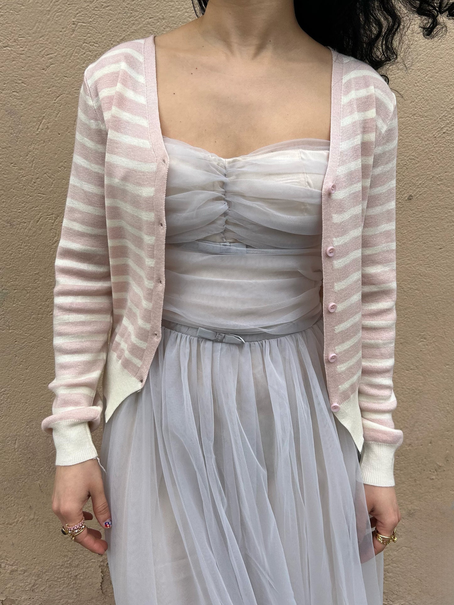 stripe button up cardigan