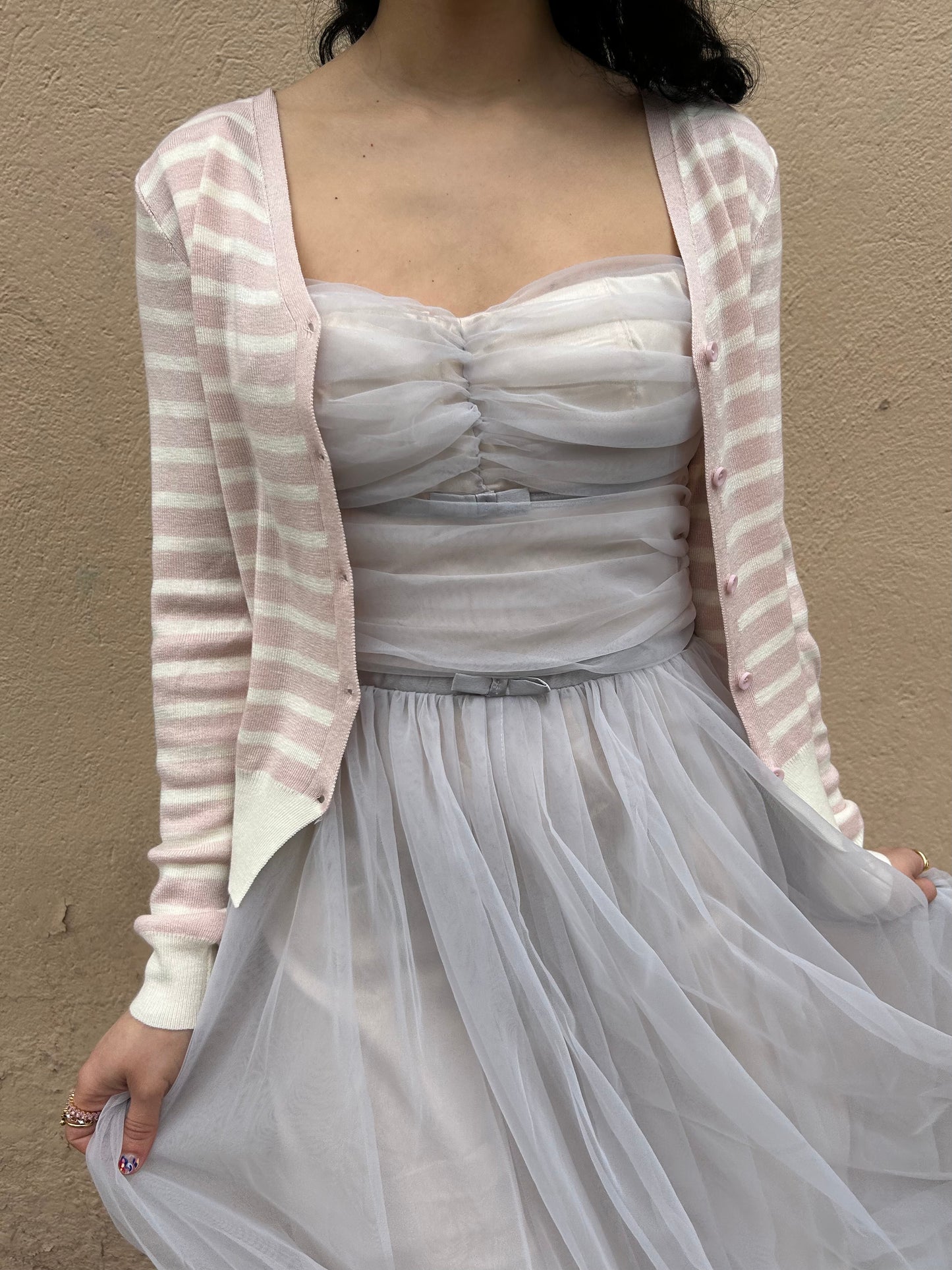stripe button up cardigan