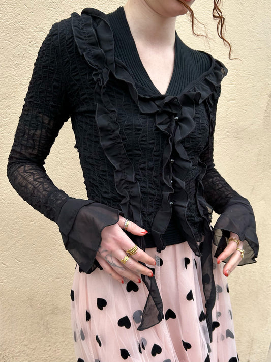 textured ruffle blouse