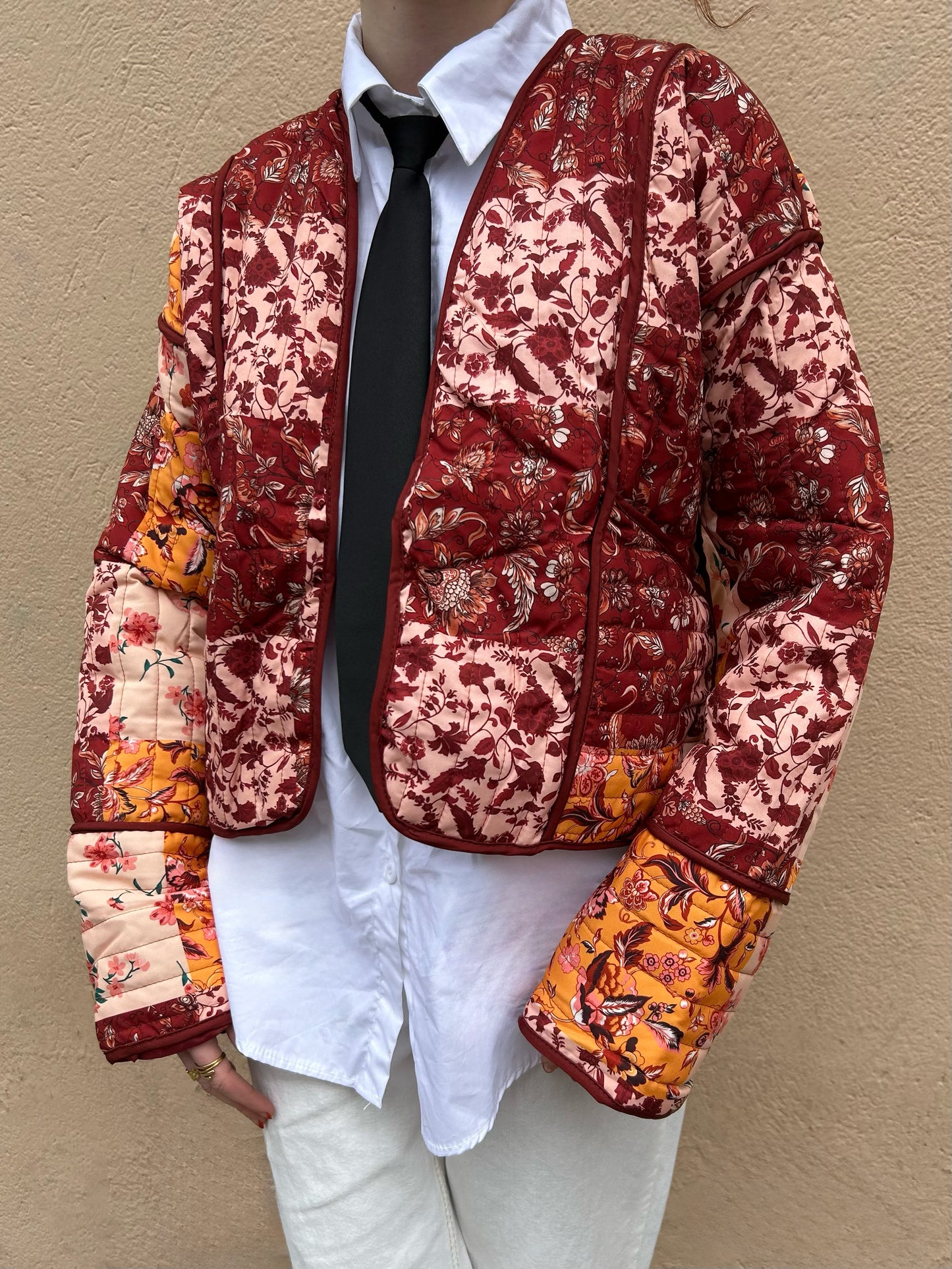 multi patch quilted jacket