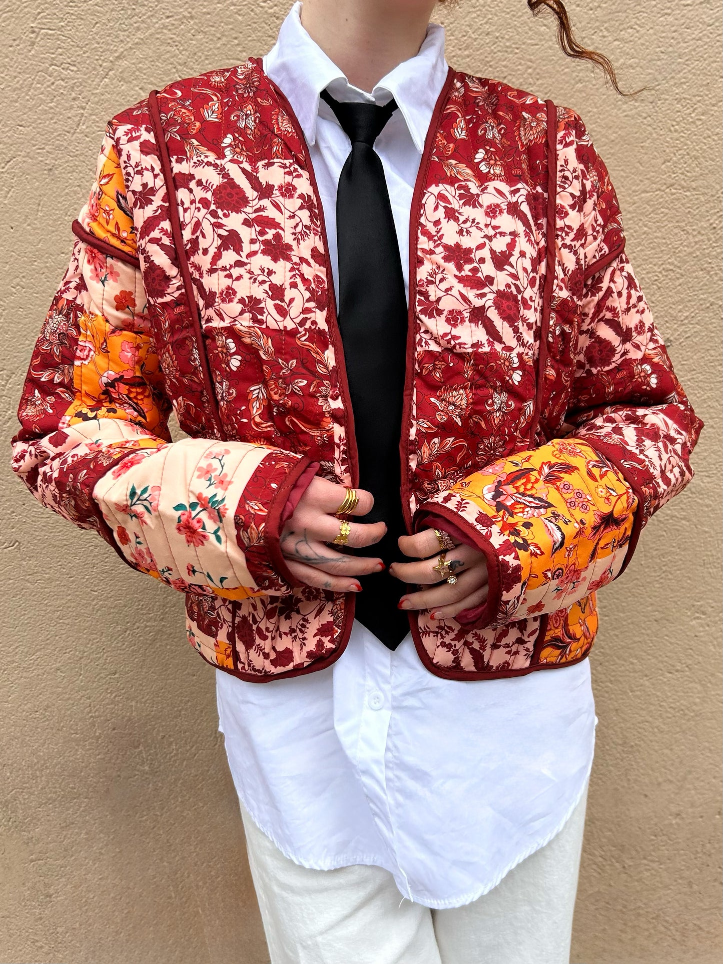 multi patch quilted jacket