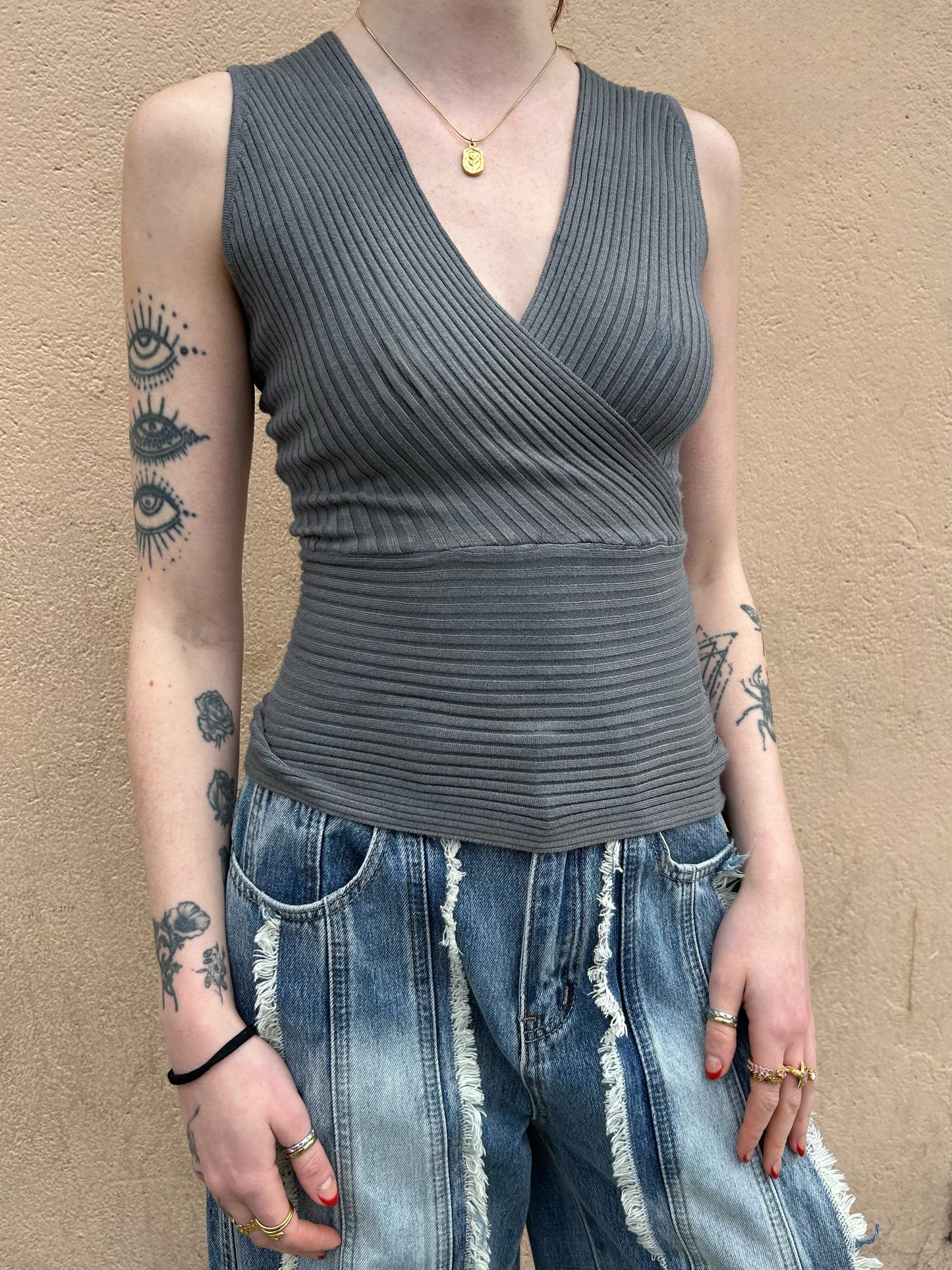 rib knit vneck tank