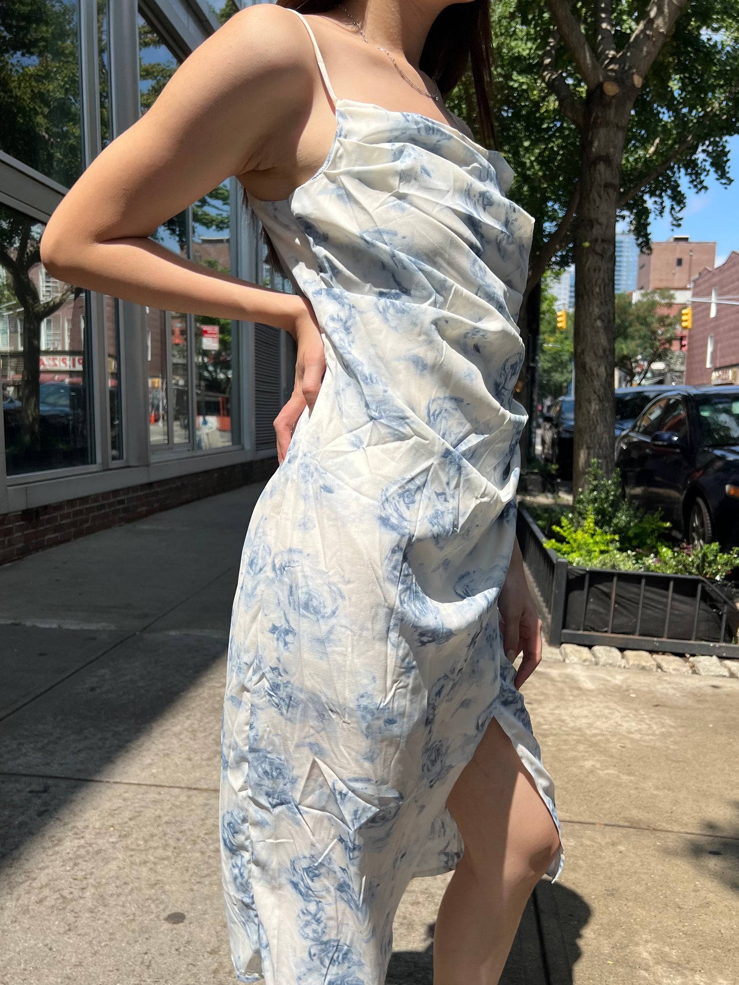 cowlneck floral dress