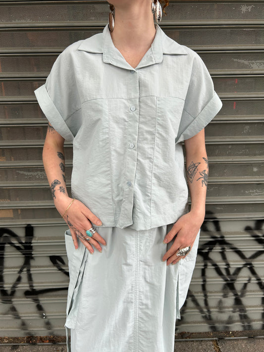 s/s blouse w cargo pkt long skirt set