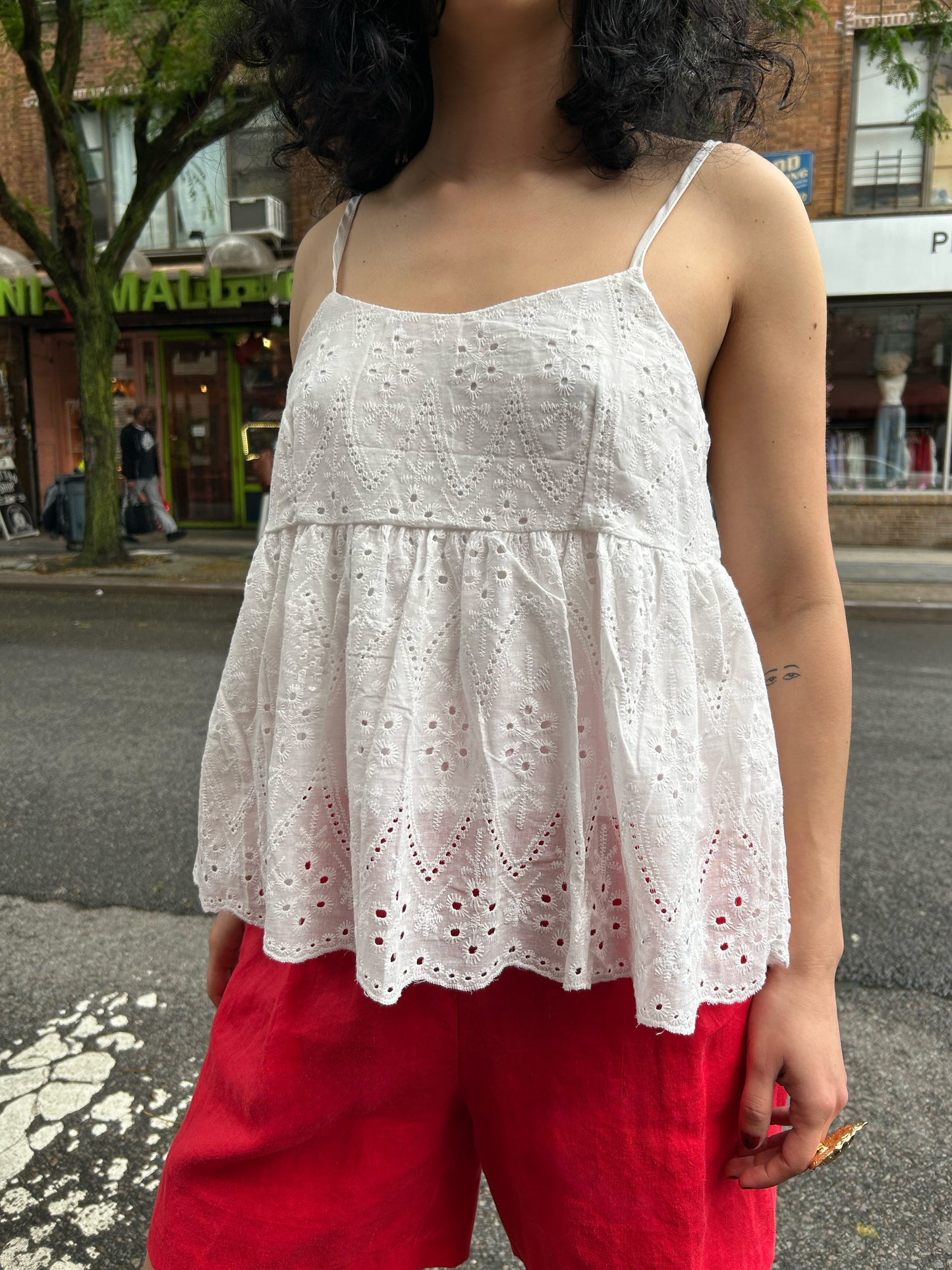 eyelet detail babydoll cami