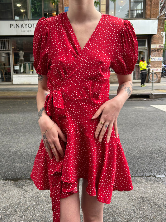 s/s dot wrap dress