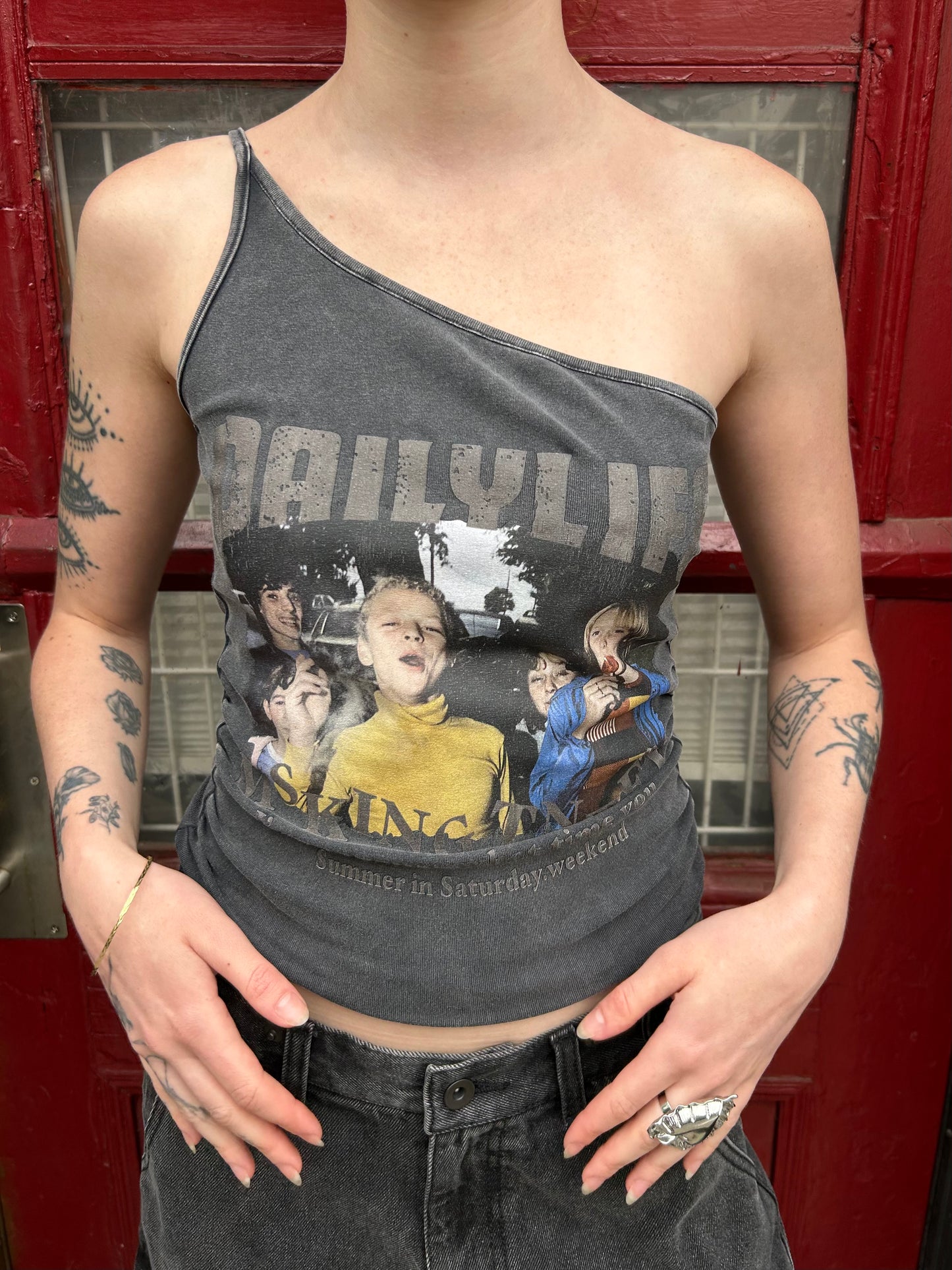 1 shoulder printed tank