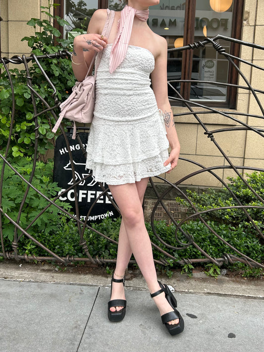 strapless lace dress