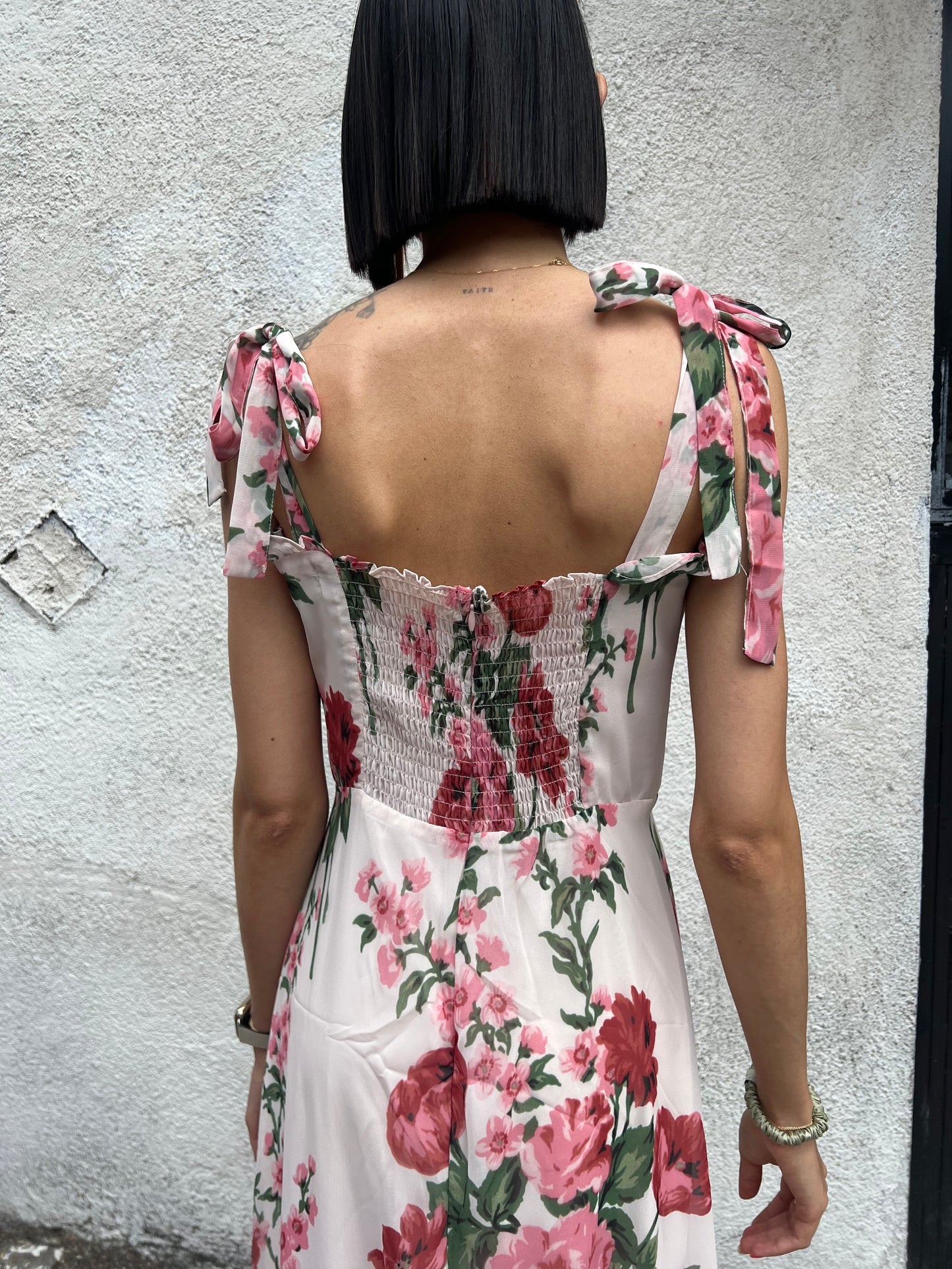 long floral fitted dress