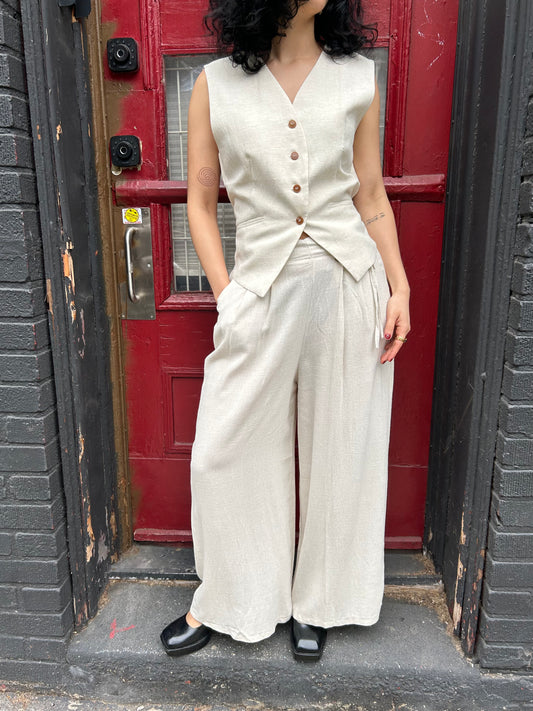 2 side button side tie casual pant