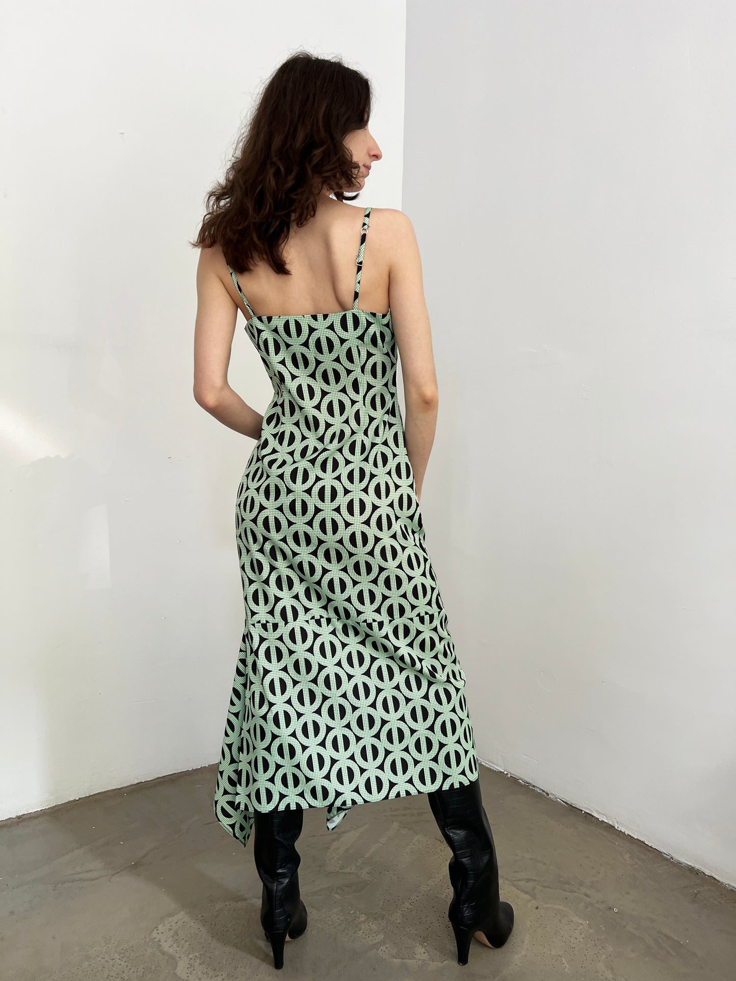 circle print midi dress