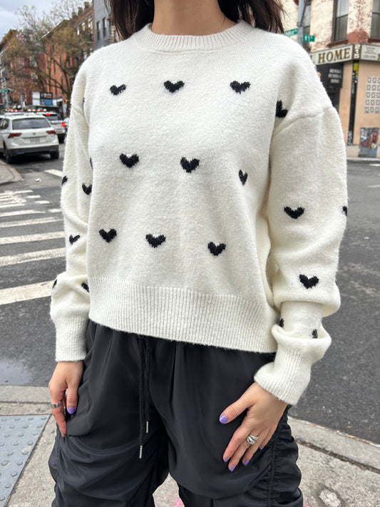 all over heart sweater