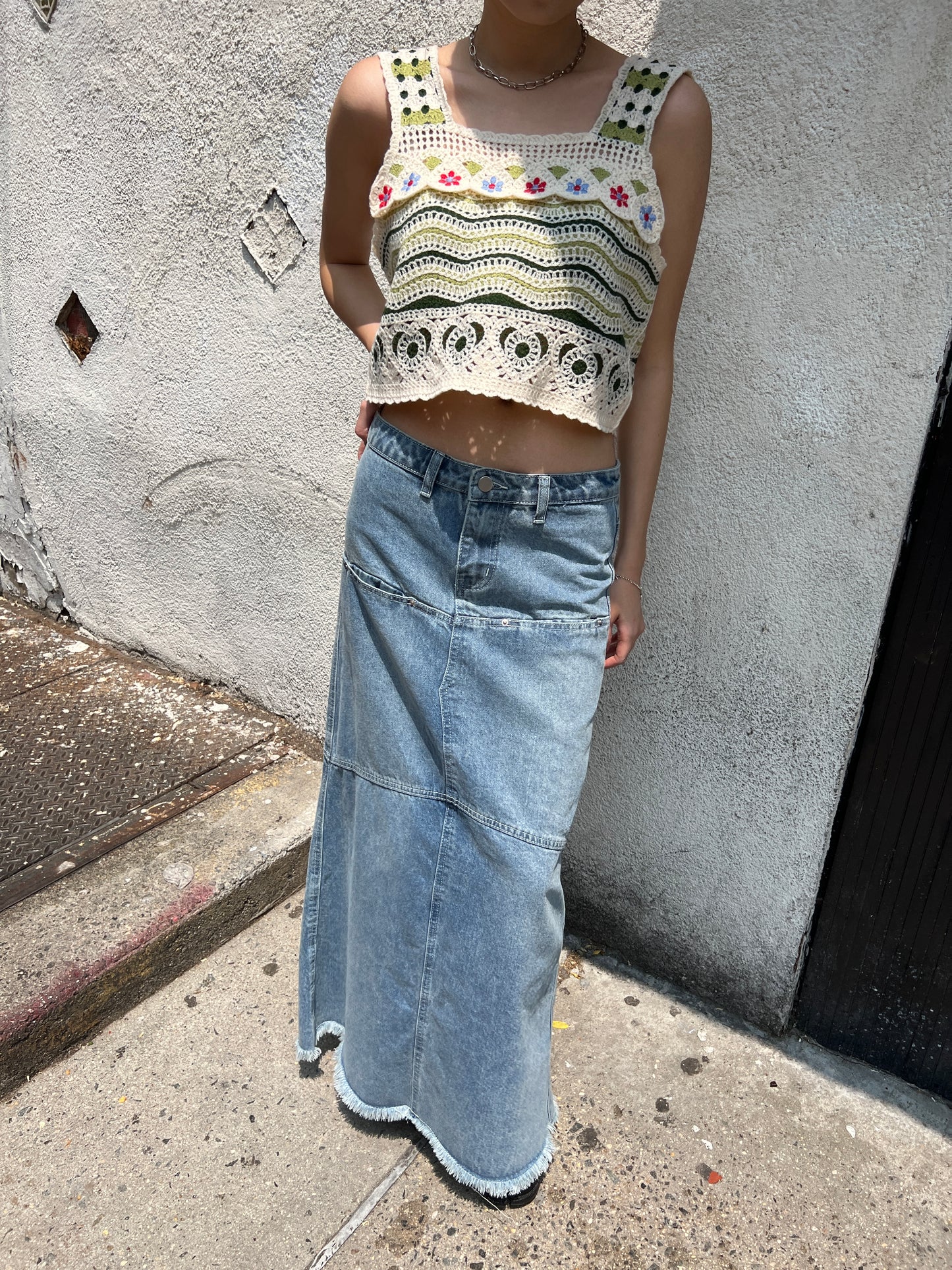long denim skirt