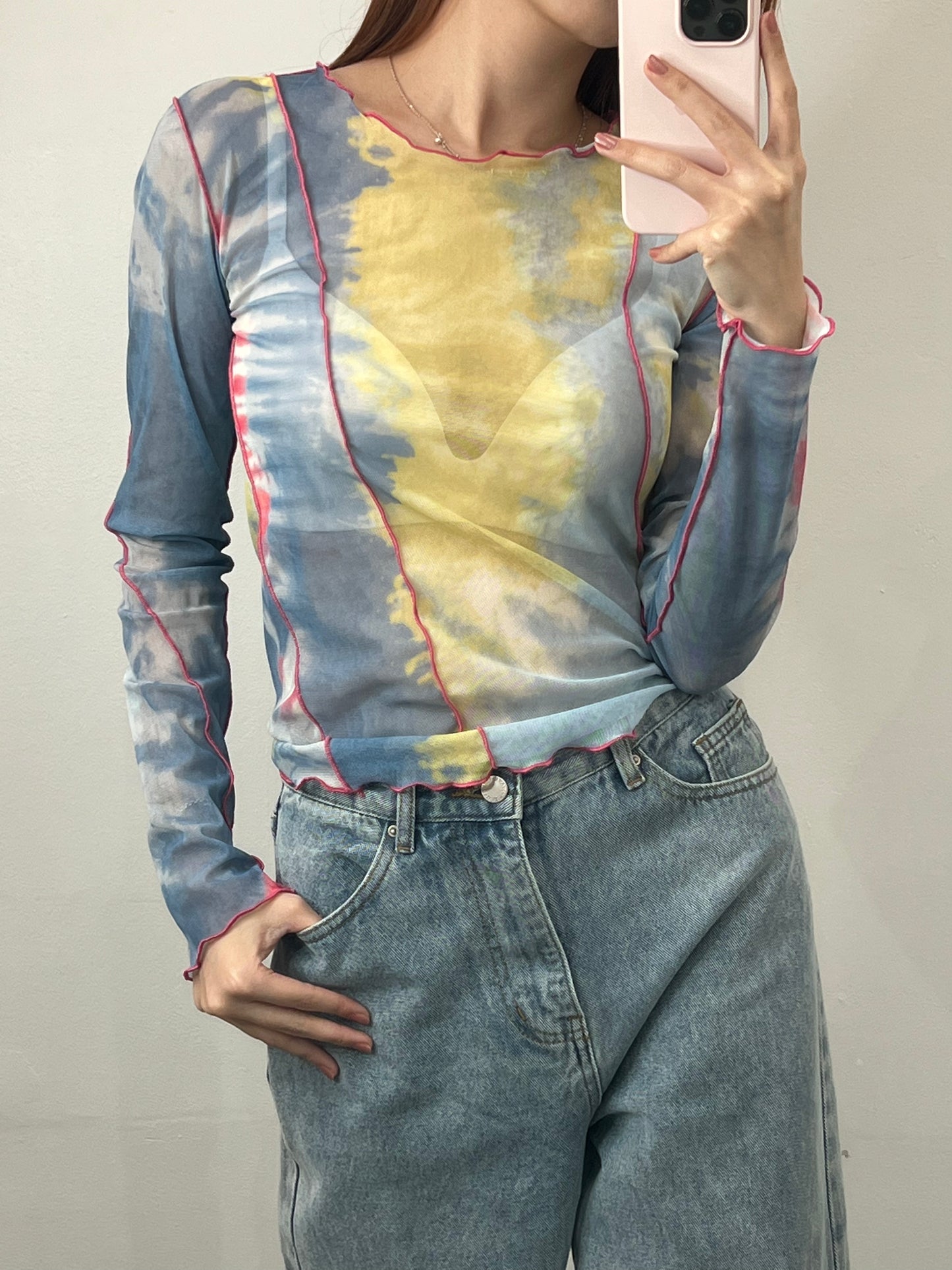 tie dye mesh top