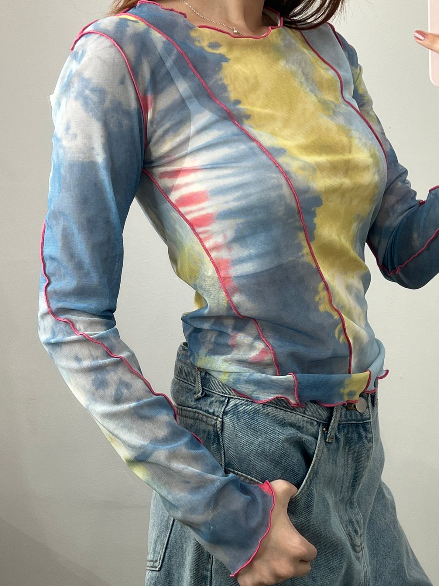 tie dye mesh top