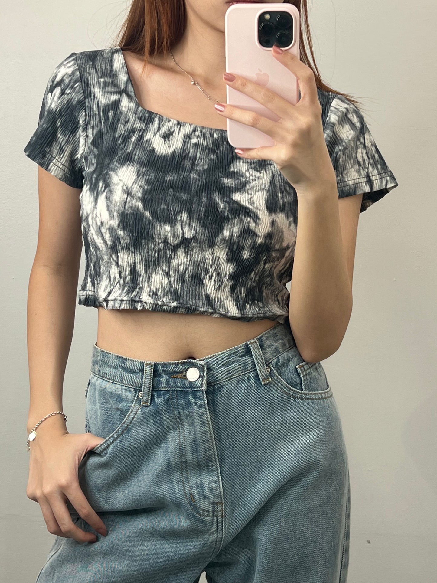 tie dye short slv top