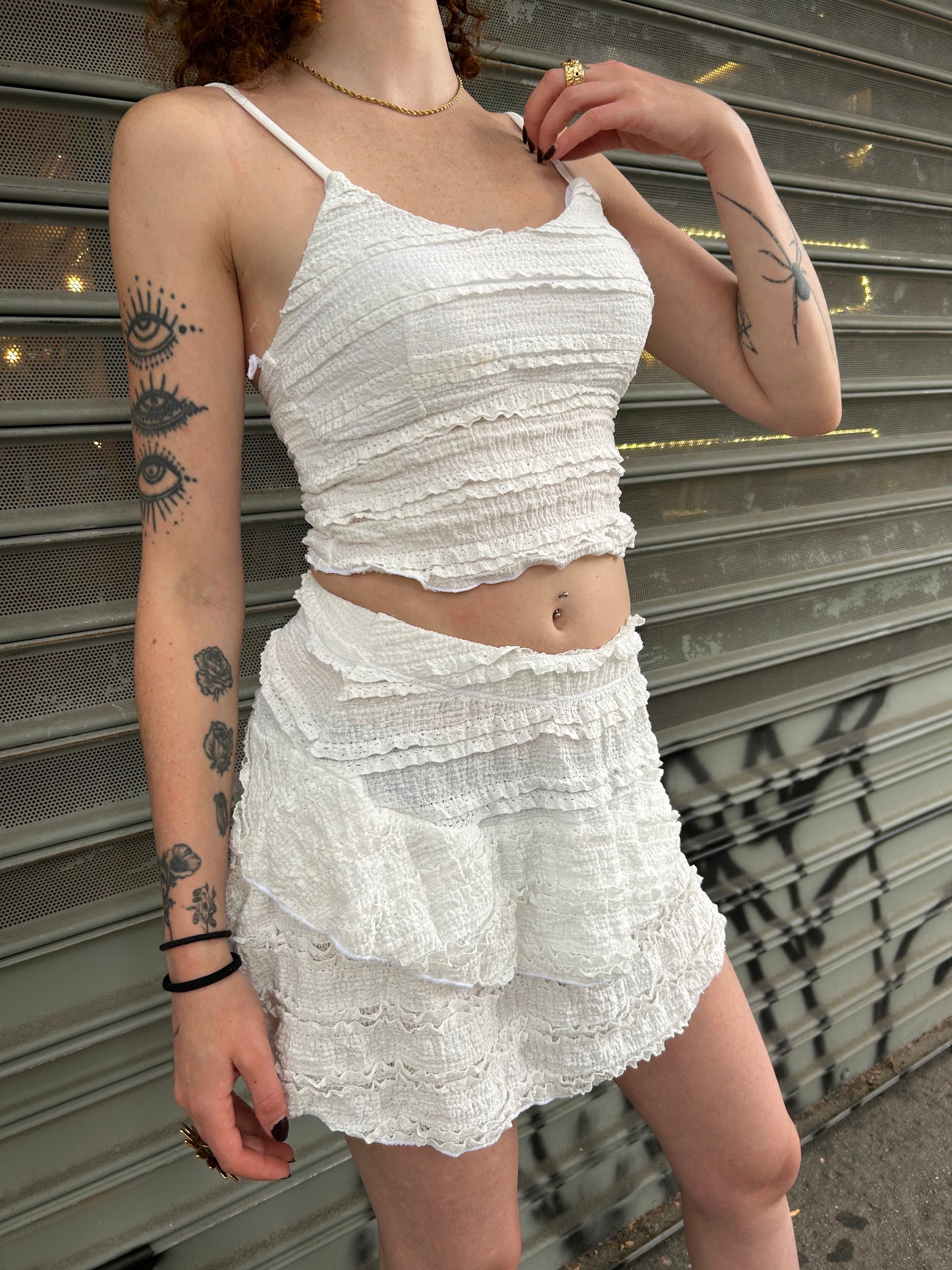 ruffle cami w ruffle skirt set