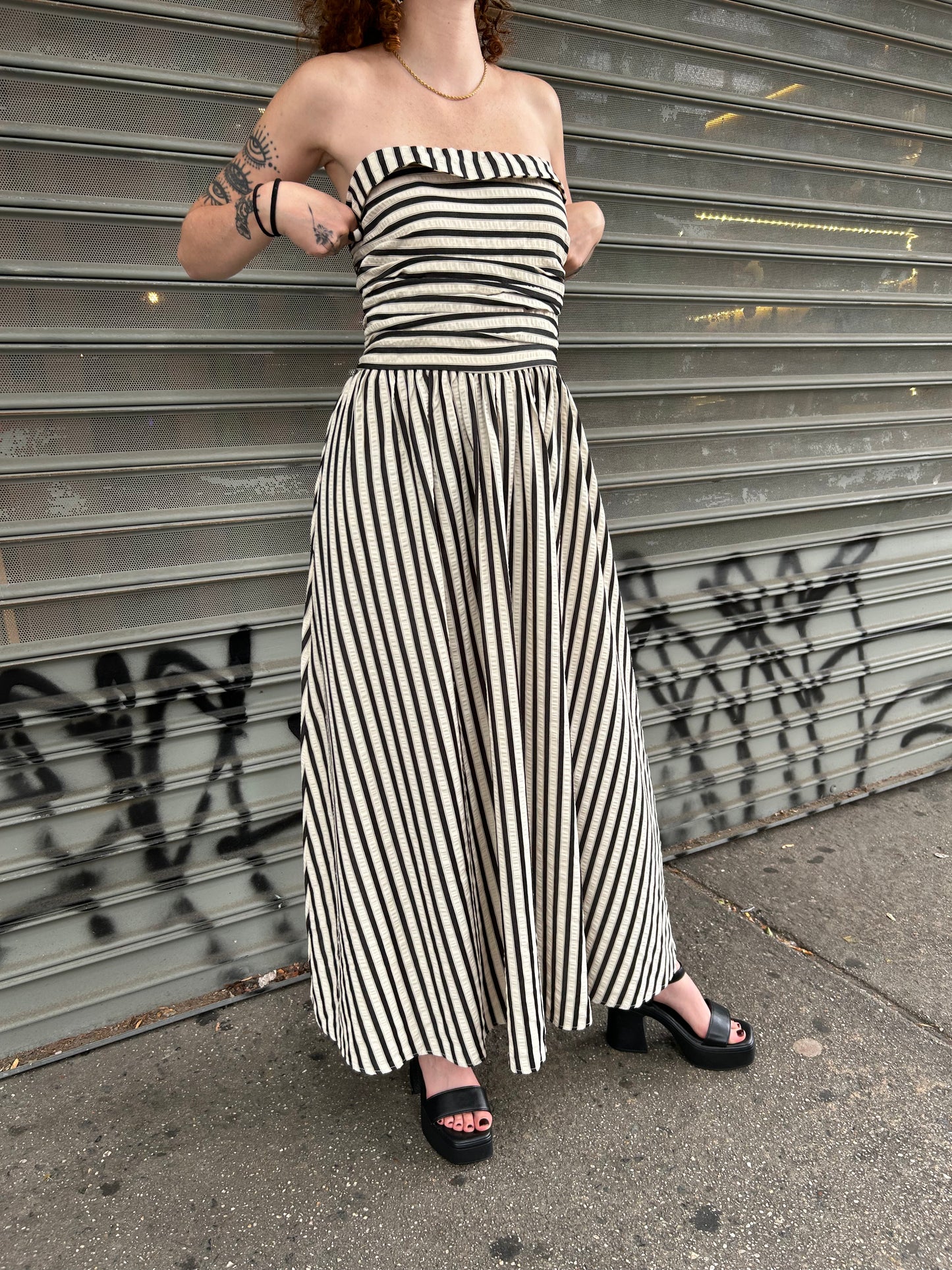 strapless stripe dress