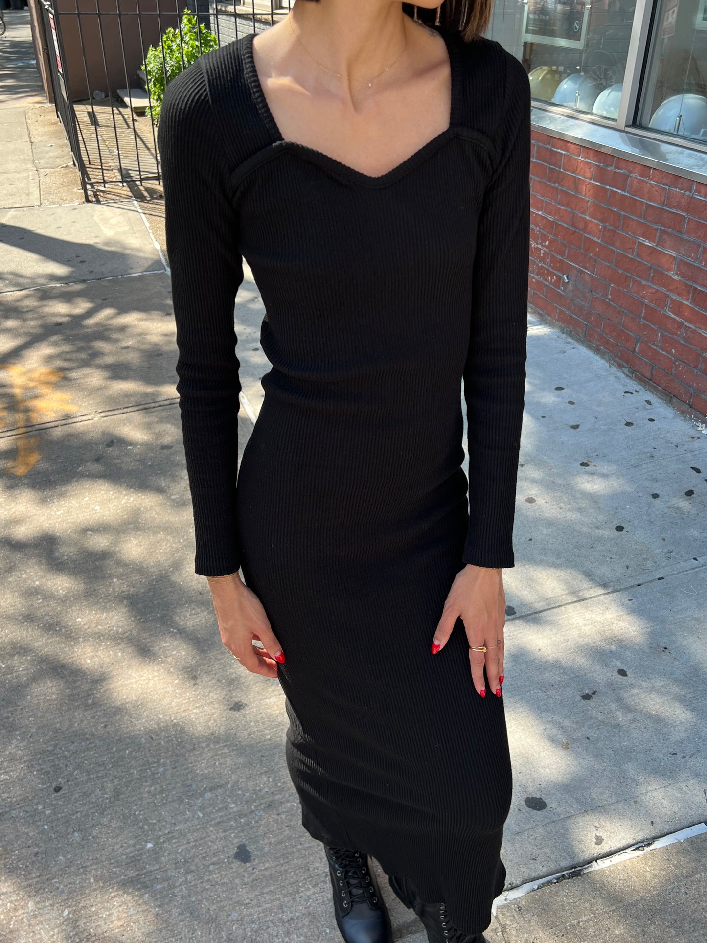 long slv knit dress