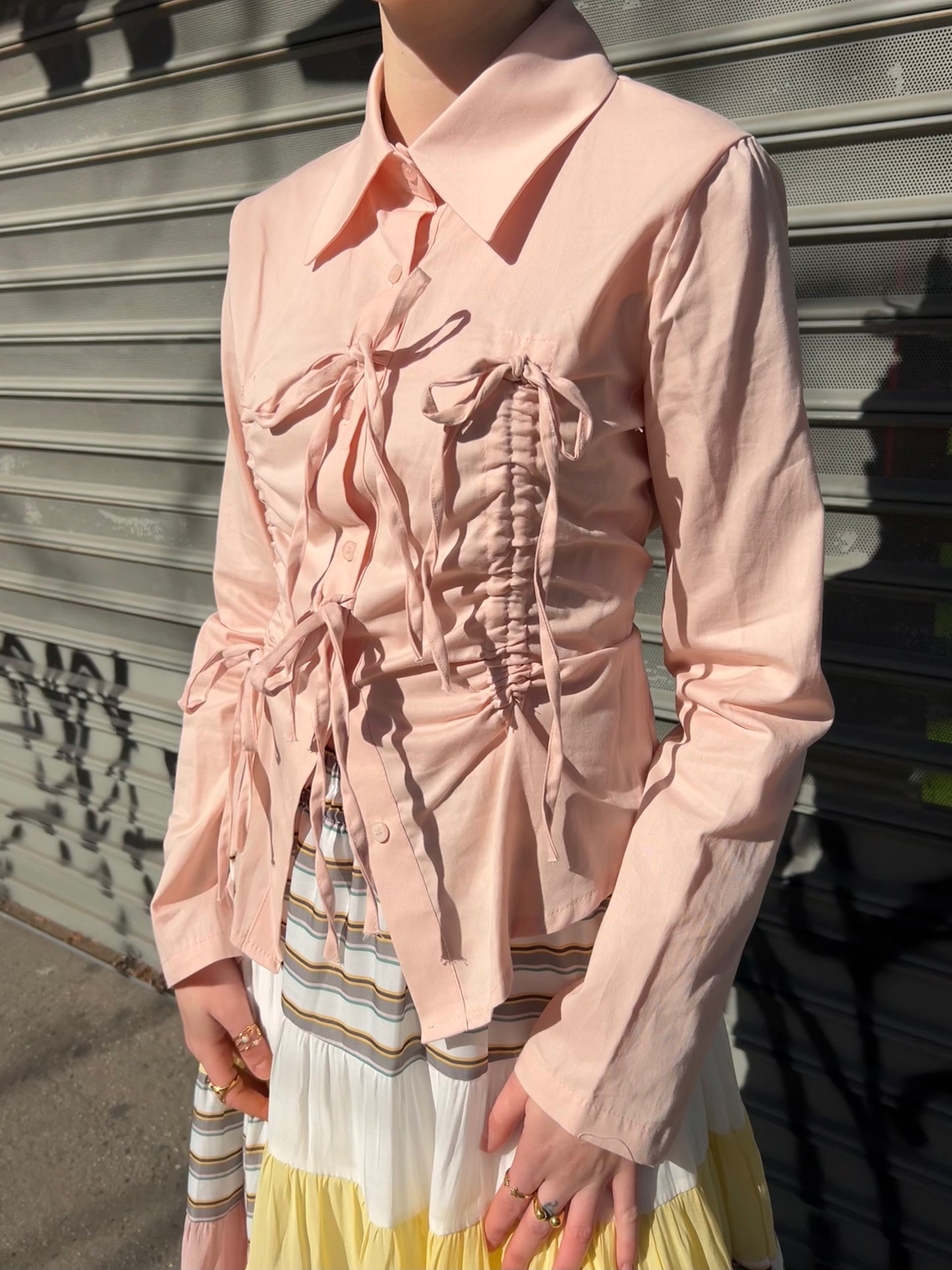 ribbon draw string blouse