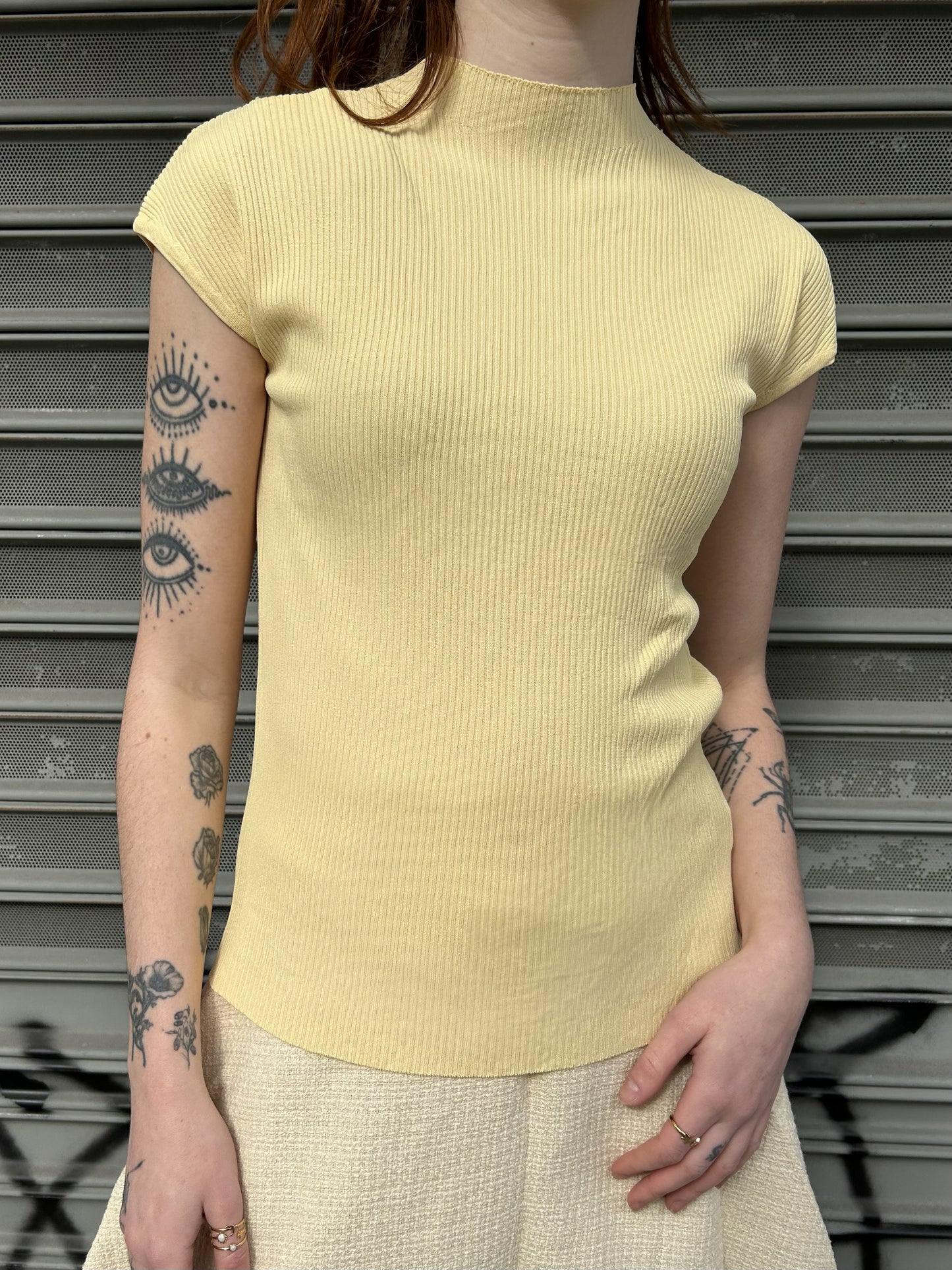 rib knit cap slv top