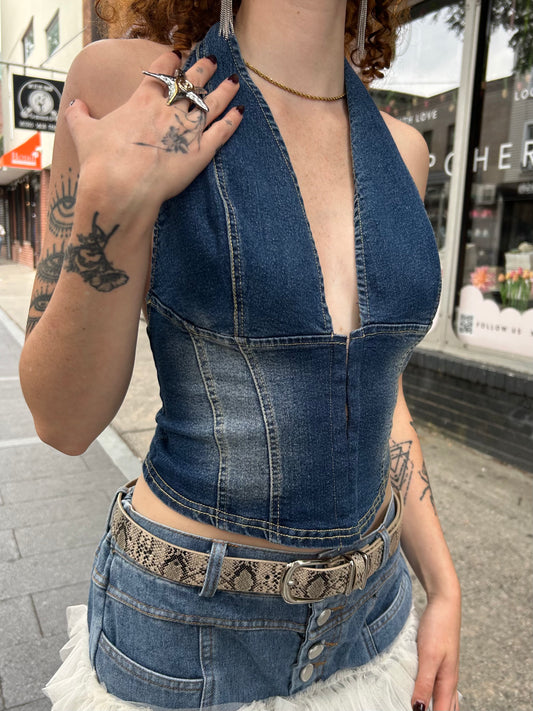 denim halter top