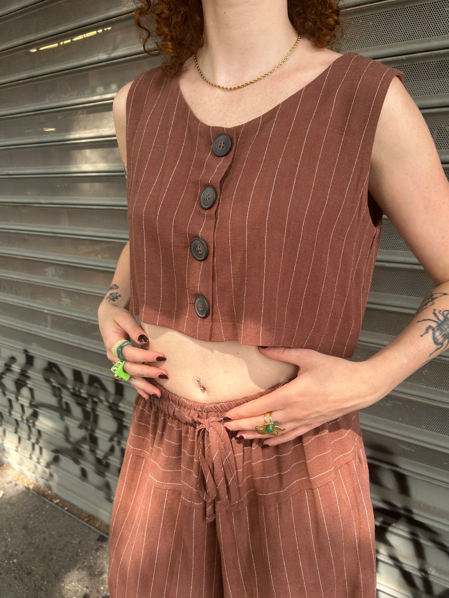 crop pinstripe top