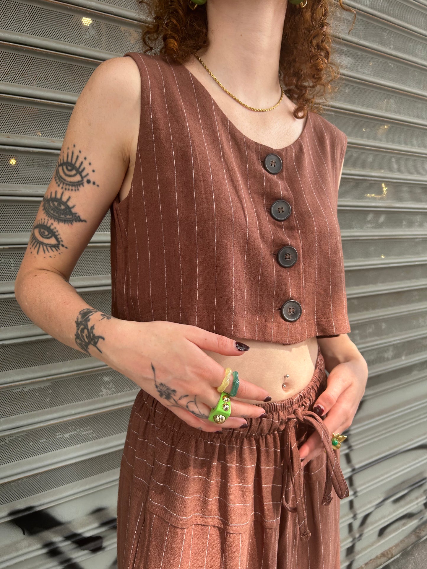 crop pinstripe top