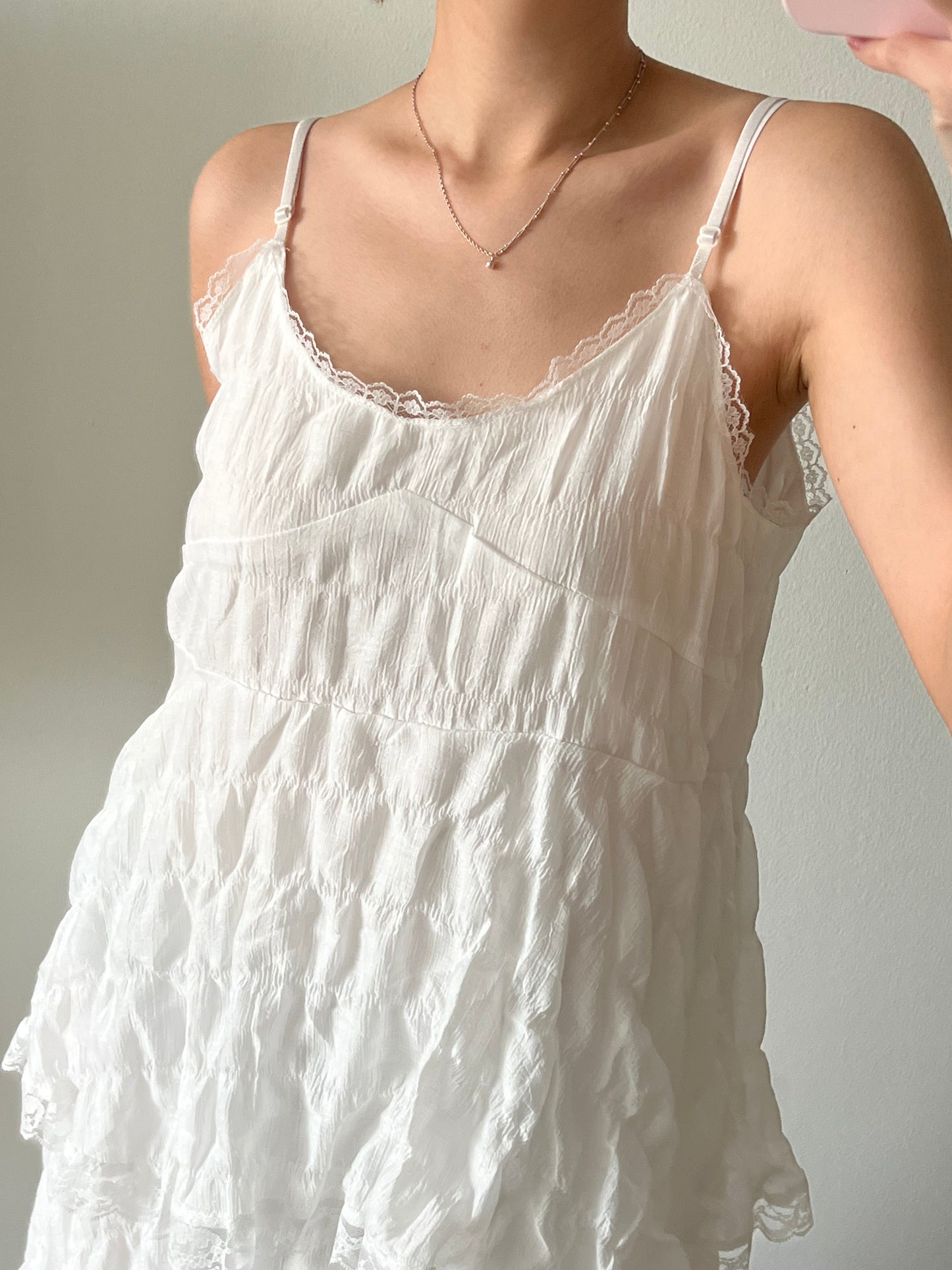 spaghetti strap tiered long dress
