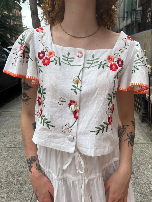 embroidered floral blouse