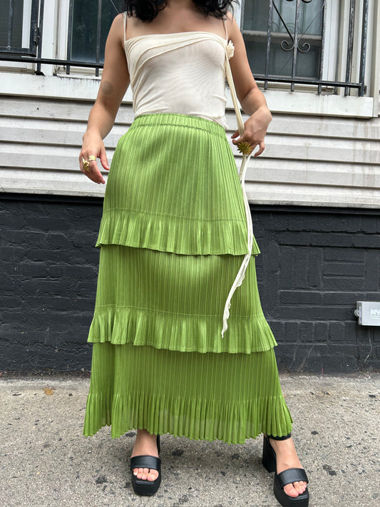 mini pleated tiered long skirt